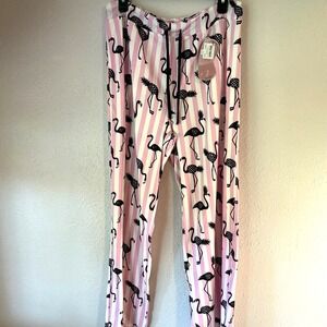 Amanda & Blu Luxe Loungewear Pink Stripe Flamingo Pineapple Pajama Pants NWT